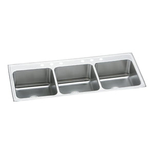 Alternate Image for Elkay Lustertone Classic 63" Drop In/Topmount Stainless Steel Kitchen Sink, Triple Bowl, Lustrous Satin, 2 Faucet Holes, LTR6322102