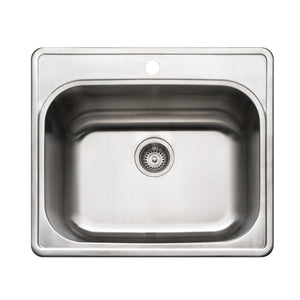 Alternate Image for Houzer Laundry 25 inch Stainless Steel Drop-in Topmount 1-hole Single Bowl Sink with 12 inch Depth - 18 Gauge, LTS-2522-1
