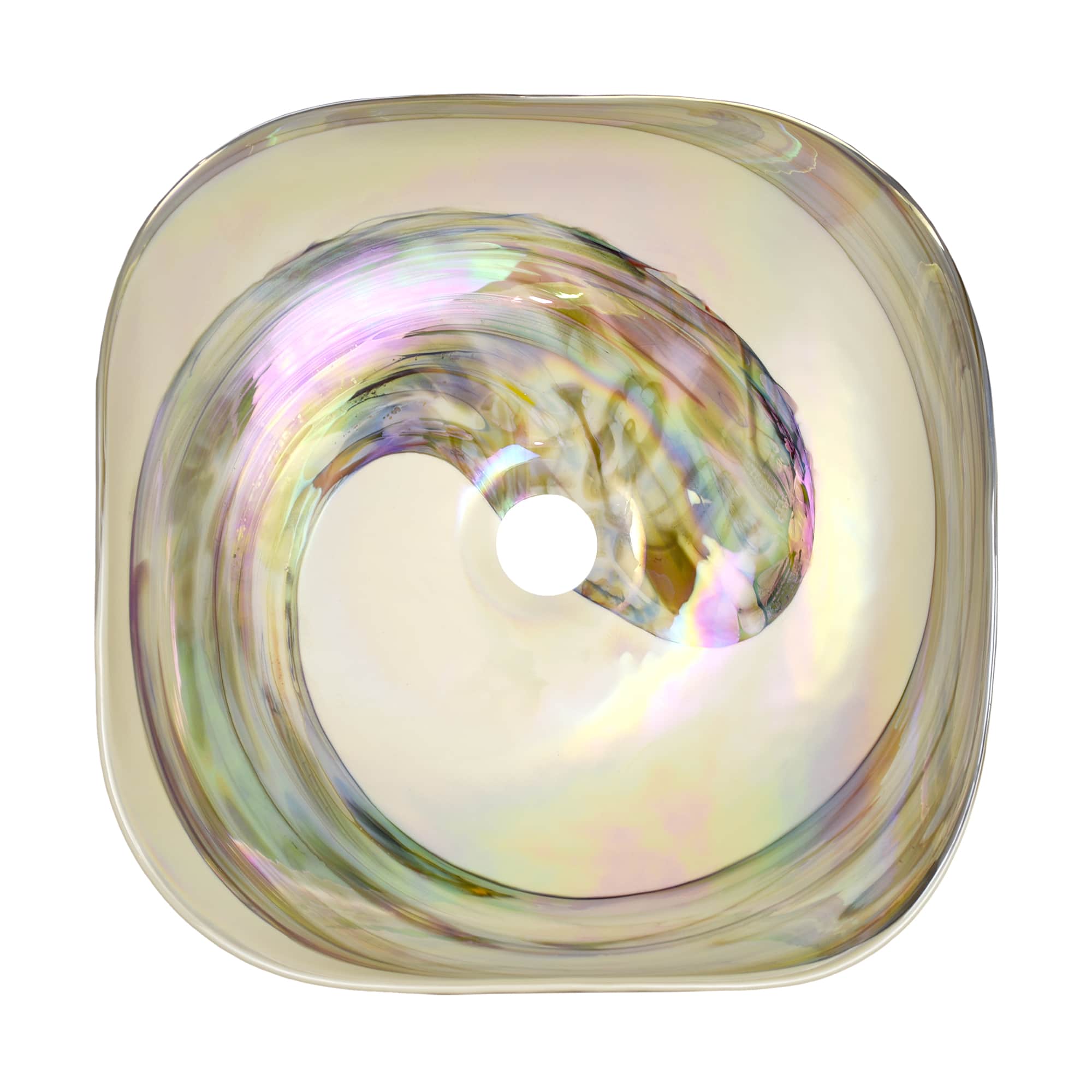 Native Trails Murano 15" Rounded-Square Glass Vessel Bathroom Sink, Abalone, MG1515-AE