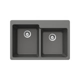 Houzer Quartztone 33 inch Slate Granite Composite Drop-in Topmount 60/40 Double Bowl Kitchen Sink - M-175 SLATE