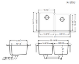 Houzer 33" Granite Undermount 60/40 Double Bowl Kitchen Sink, Mocha, M-175U MOCHA