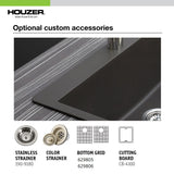 Houzer Quartztone 33 inch Slate Granite Composite Drop-in Topmount 60/40 Double Bowl Kitchen Sink - M-175 SLATE