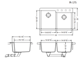 Houzer Quartztone 33 inch Slate Granite Composite Drop-in Topmount 60/40 Double Bowl Kitchen Sink - M-175 SLATE