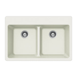 Alternate Image for Houzer Quartztone 33 inch Cloud Granite Composite Drop-in Topmount 50/50 Double Bowl Kitchen Sink - M-200 CLOUD