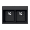 Houzer Quartztone 33 inch Midnite Granite Composite Drop-in Topmount 50/50 Double Bowl Kitchen Sink - M-200 MIDNITE