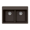 Houzer Quartztone 33 inch Mocha Granite Composite Drop-in Topmount 50/50 Double Bowl Kitchen Sink - M-200 MOCHA
