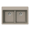 Houzer Quartztone 33 inch Taupe Granite Composite Drop-in Topmount 50/50 Double Bowl Kitchen Sink - M-200 TAUPE