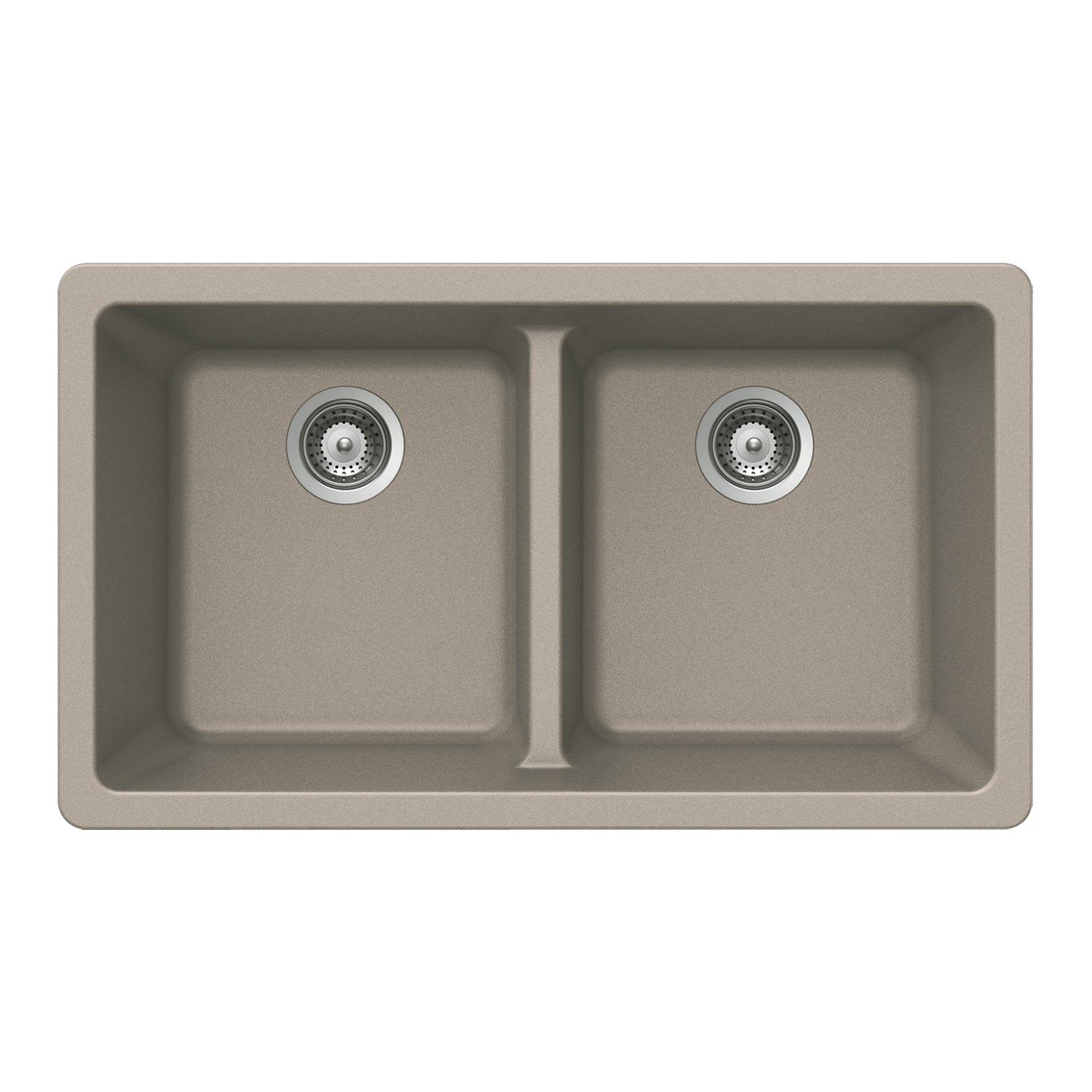 Houzer Quartztone 33 inch Taupe Granite Composite Undermount 50/50 Double Bowl Kitchen Sink - M-200U TAUPE