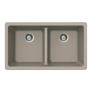 Alternate Image for Houzer Quartztone 33 inch Taupe Granite Composite Undermount 50/50 Double Bowl Kitchen Sink - M-200U TAUPE