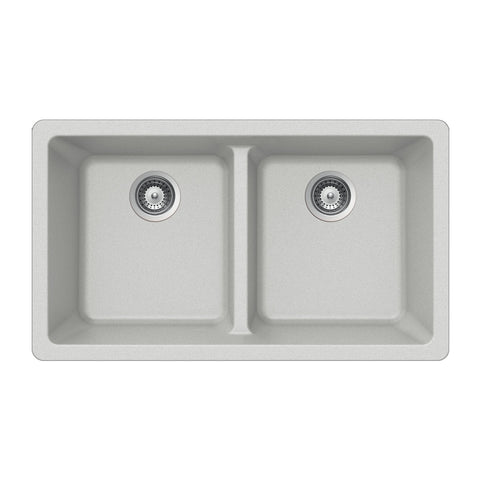 Houzer Quartztone 33 inch Thunder Granite Composite Undermount 50/50 Double Bowl Kitchen Sink - M-200U THUNDER