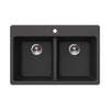 Houzer Quartztone 33 inch Midnite Granite Composite Drop-in Topmount 50/50 Double Bowl Kitchen Sink - M-300 MIDNITE