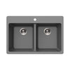 Houzer Quartztone 33 inch Slate Granite Composite Drop-in Topmount 50/50 Double Bowl Kitchen Sink - M-300 SLATE