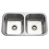 Houzer Medallion Classic 32" 50/50 Double Bowl Stainless Steel Undermount Kitchen Sink with Accessories, 18 Gauge, MD-3109-C