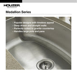 Houzer Medallion Classic 32" 50/50 Double Bowl Stainless Steel Undermount Kitchen Sink, 18 Gauge, MD-3109-1