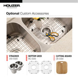 Houzer Medallion Classic 32" 50/50 Double Bowl Stainless Steel Undermount Kitchen Sink, 18 Gauge, MD-3109-1