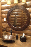 Installation Image of Premier Copper Products 34" Hand Hammered Round Copper Mirror with Hand Forged Rivets, MFR3434-RI