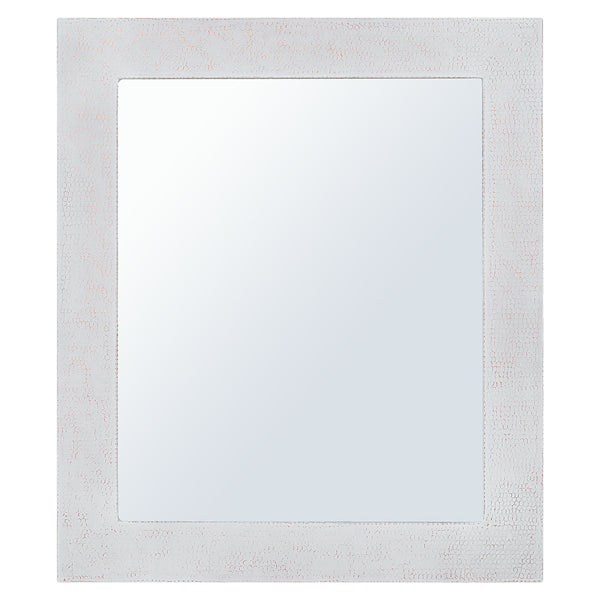 Premier Copper Products 36" Rectangle Hammered Copper Mirror in Glazed White, Copper and Plywood, 18 Gauge, MFREC3631WHT