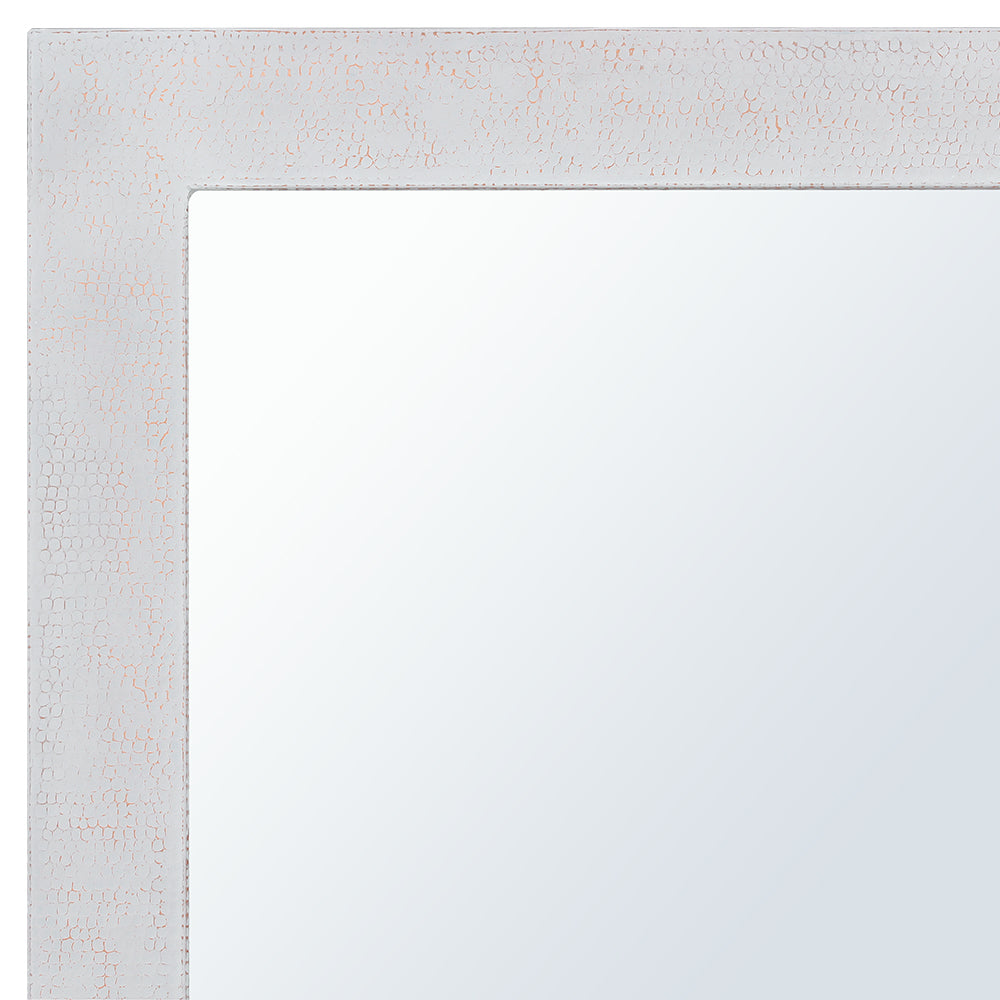 Premier Copper Products 36" Rectangle Hammered Copper Mirror in Glazed White, Copper and Plywood, 18 Gauge, MFREC3631WHT