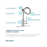 Elkay Pursuit 1.5/2.2 GPM Forward Only Lever Handle Flexible Spout Spout Brass ADA Laundry Faucet, Lustrous Steel, LK2500LS