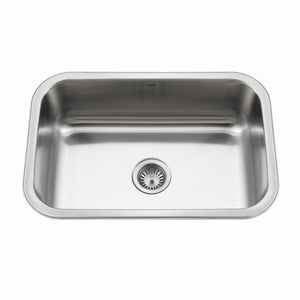 Alternate Image for Houzer Medallion Designer 27 inch Stainless Steel Undermount Single D Bowl Kitchen Sink with Strainer- 18 Gauge, MS-2700-1