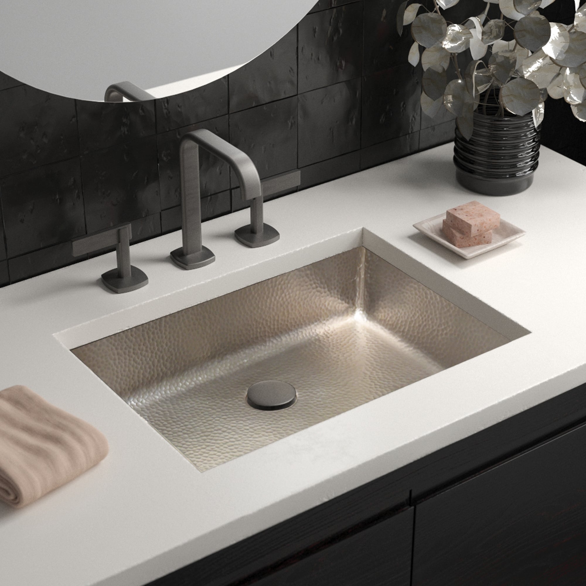 Native Trails Mandalay 20" Rectangular Undermount Nickel Bathroom Sink, Brushed Nickel, CPS554
