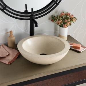 Native Trails Morro 17" Round Vessel NativeStone Concrete Bathroom Sink, Sand, NSL1705-D