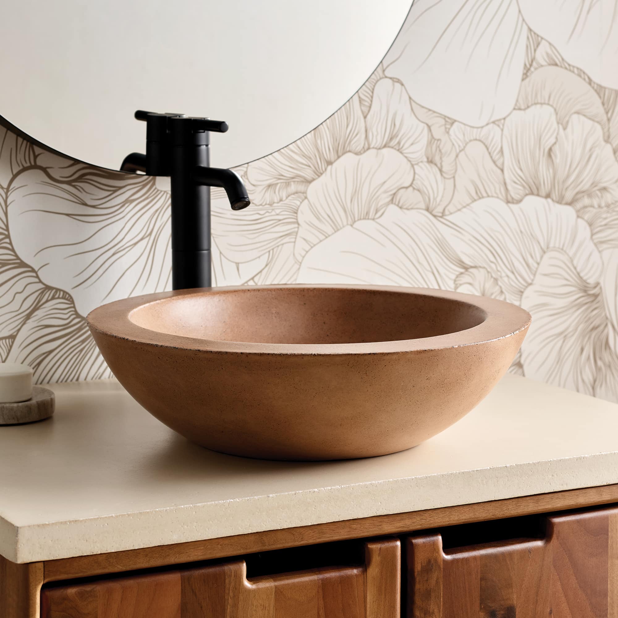 Native Trails Morro 17" Round Vessel NativeStone Concrete Bathroom Sink, Terracotta, NSL1705-T
