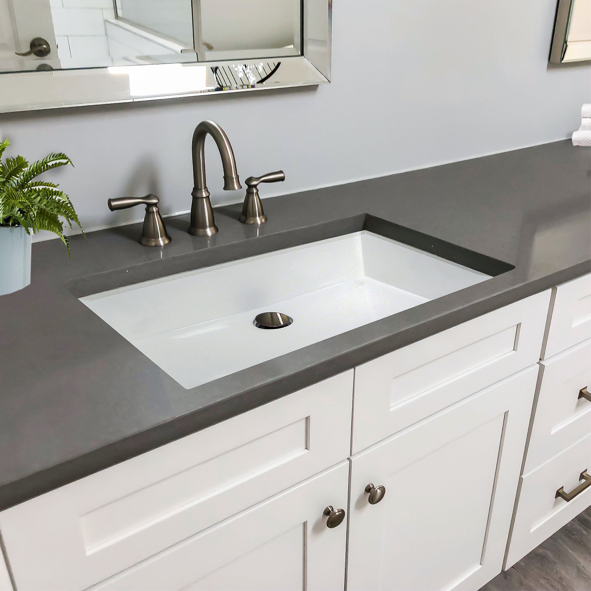Nantucket Sinks Glacierstone 24" Glacierstone Bathroom Sink, White, NS-GSTR24