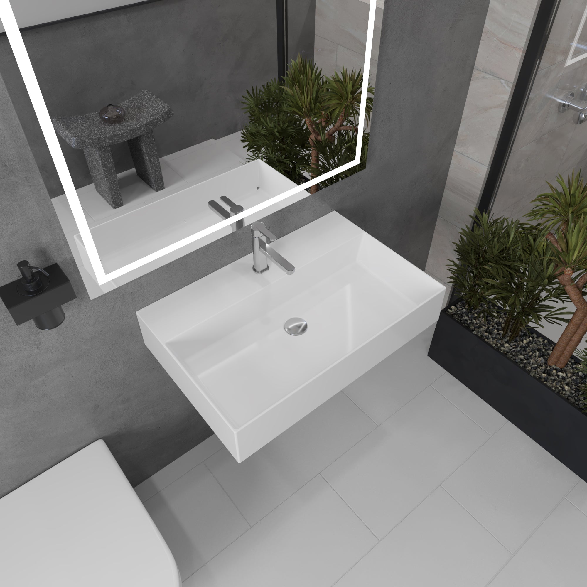 Nantucket Sinks Newport 28" x 18" Rectangle Wallmount Fireclay Bathroom Sink with Accessories, White, NS-NPCS28W