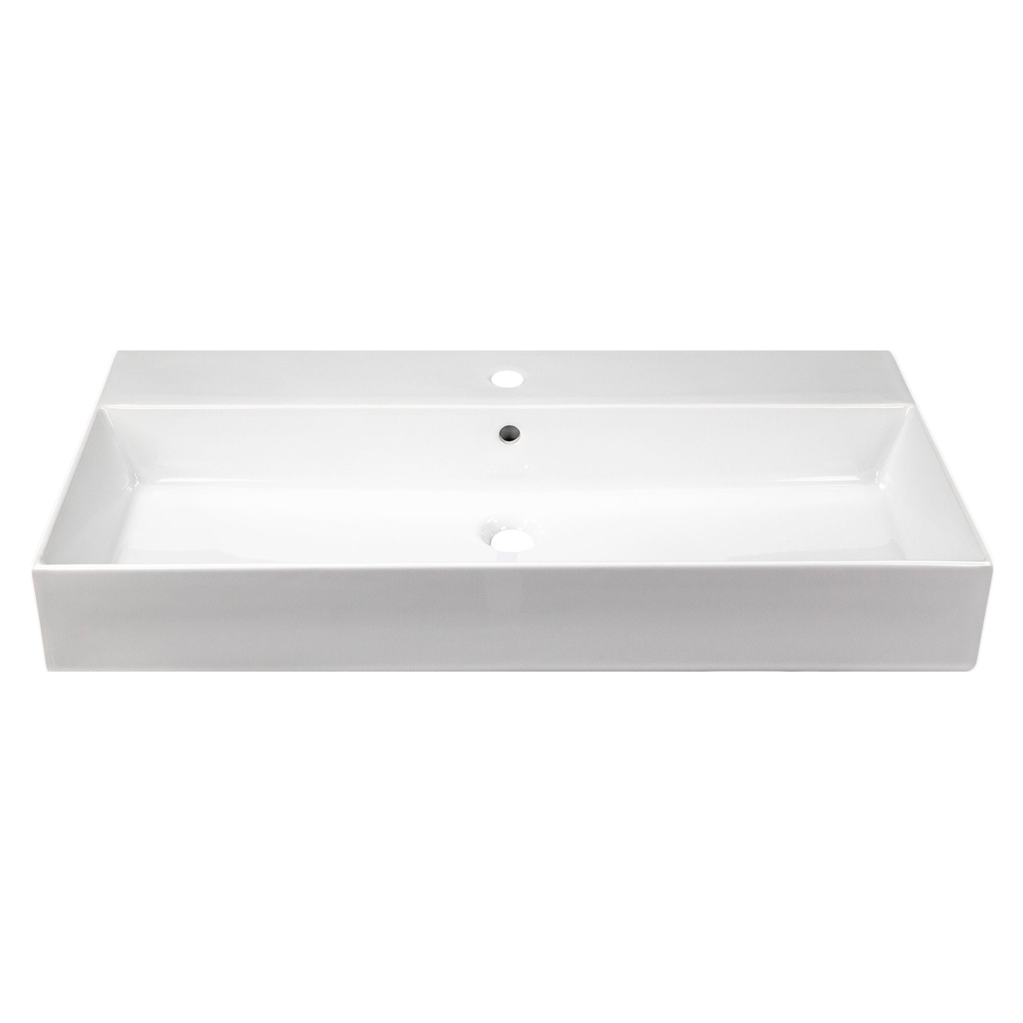 Nantucket Sinks Newport 36" x 18" Rectangle Wallmount Fireclay Bathroom Sink with Accessories, White, NS-NPCS36W