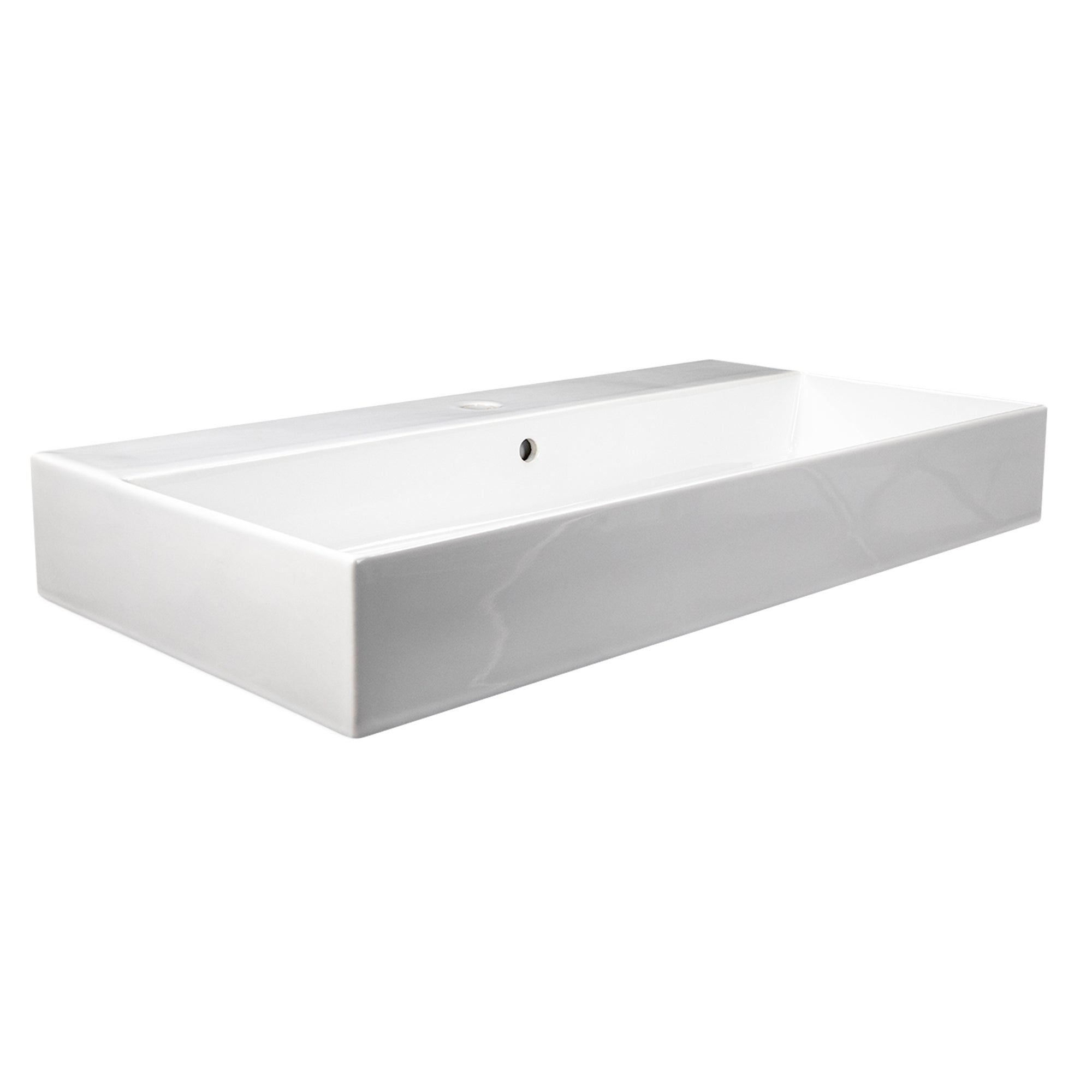 Nantucket Sinks Newport 36" x 18" Rectangle Wallmount Fireclay Bathroom Sink with Accessories, White, NS-NPCS36W