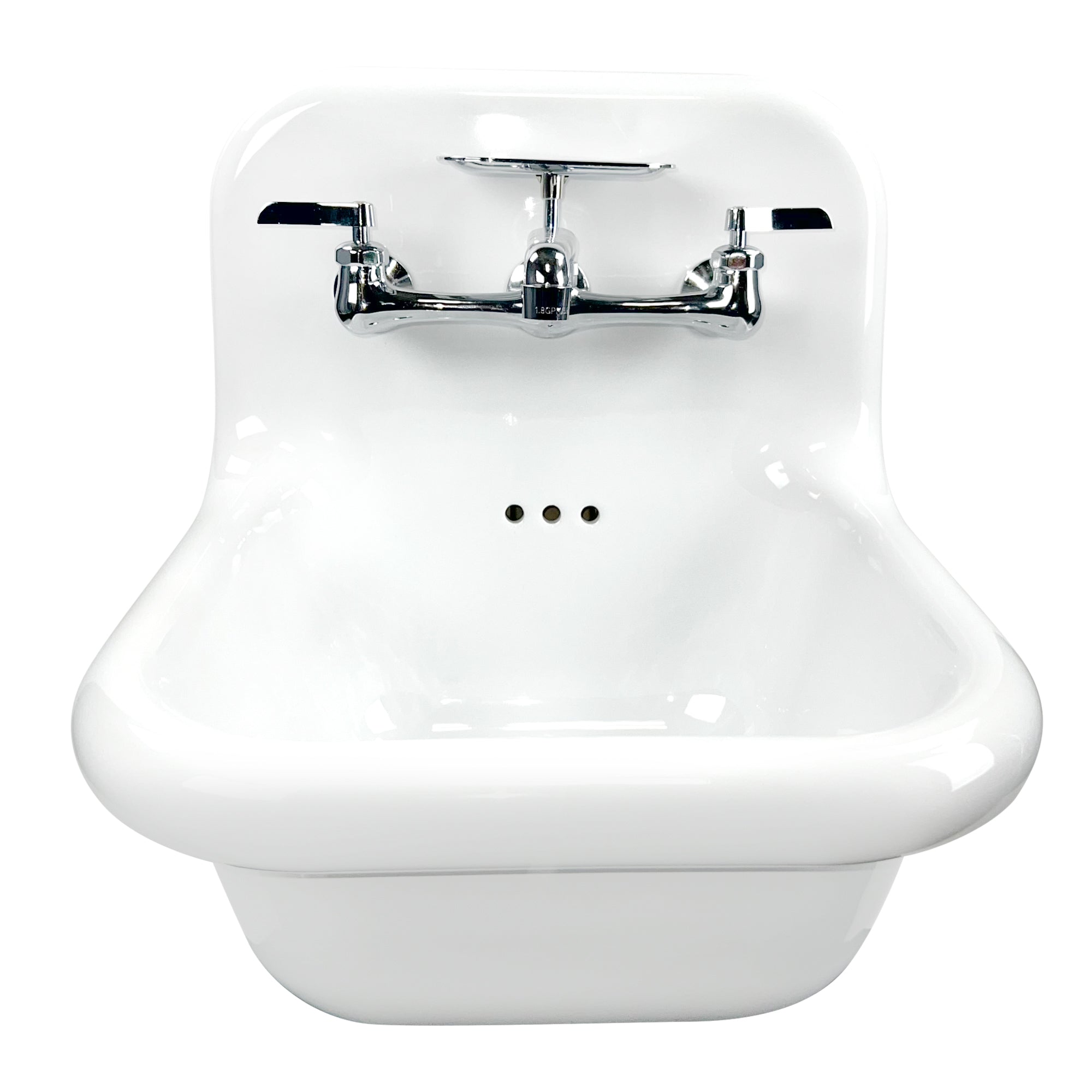 Nantucket Sinks Victorian 16.5" x 16.5" Irregular Wallmount Fireclay Bathroom Sink with Faucet and Accessories, NS-VC16-WW-CPFCT