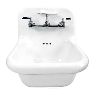 Alternate Image for Nantucket Sinks Victorian 16.5" x 16.5" Irregular Wallmount Fireclay Bathroom Sink with Faucet and Accessories, NS-VC16-WW-CPFCT