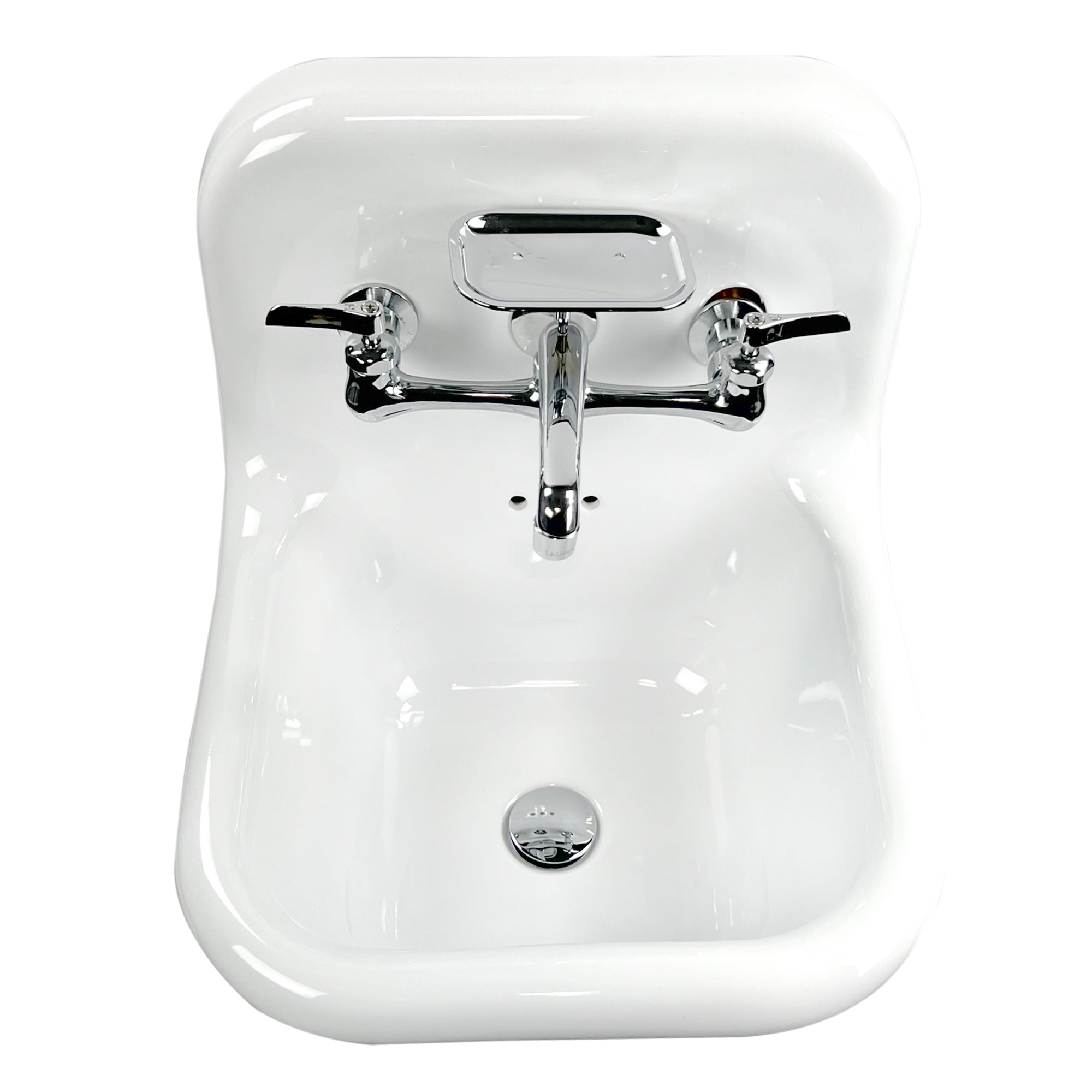 Nantucket Sinks Victorian 16.5" x 16.5" Irregular Wallmount Fireclay Bathroom Sink with Faucet and Accessories, NS-VC16-WW-CPFCT