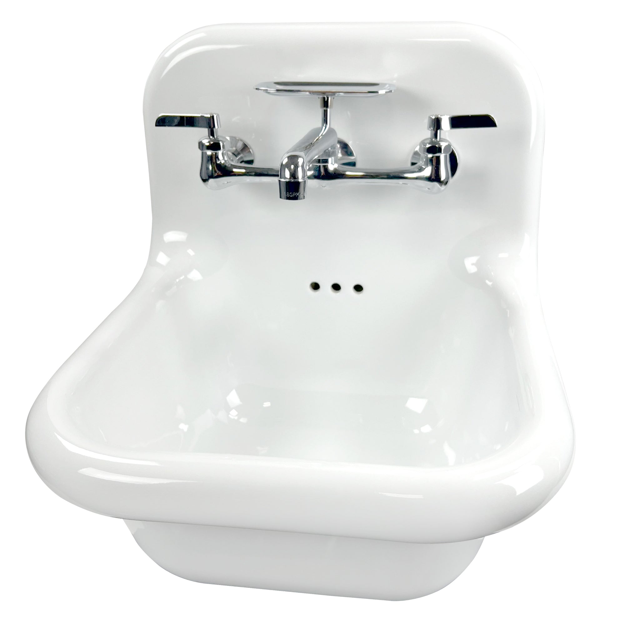 Nantucket Sinks Victorian 16.5" x 16.5" Irregular Wallmount Fireclay Bathroom Sink with Faucet and Accessories, NS-VC16-WW-CPFCT