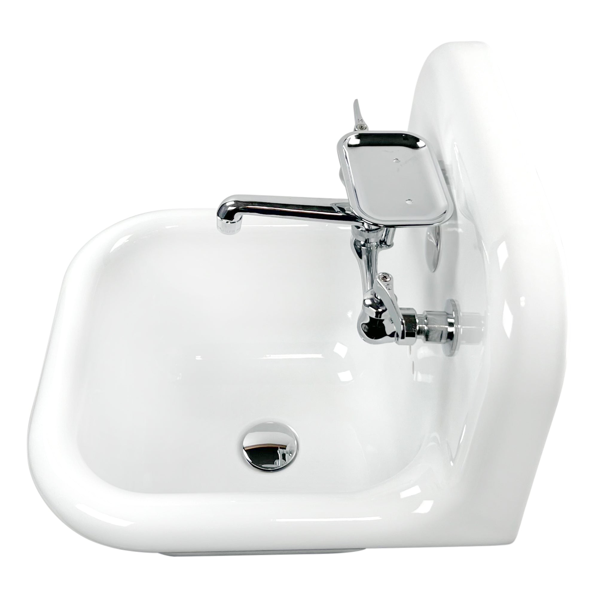 Nantucket Sinks Victorian 16.5" x 16.5" Irregular Wallmount Fireclay Bathroom Sink with Faucet and Accessories, NS-VC16-WW-CPFCT
