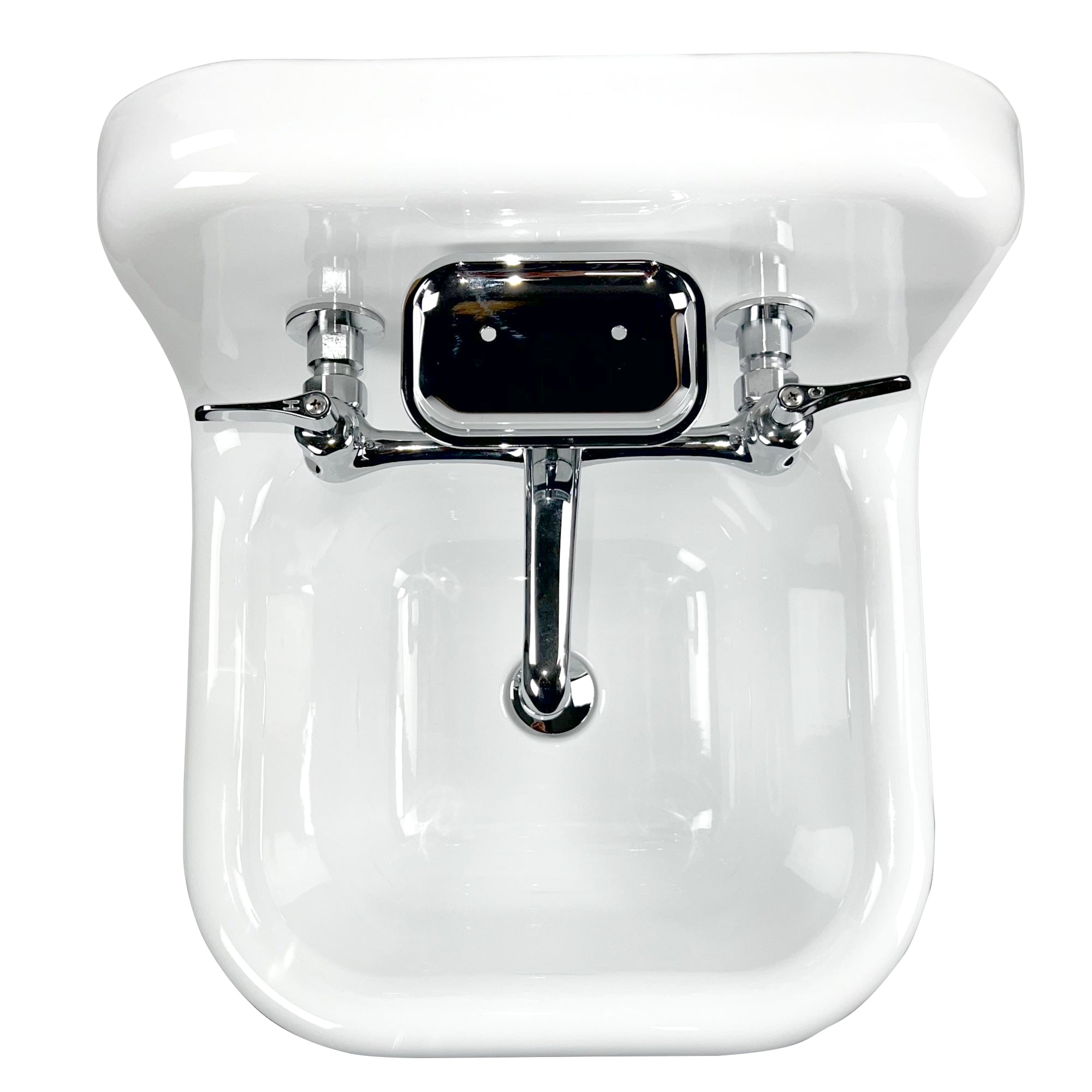 Nantucket Sinks Victorian 16.5" x 16.5" Irregular Wallmount Fireclay Bathroom Sink with Faucet and Accessories, NS-VC16-WW-CPFCT