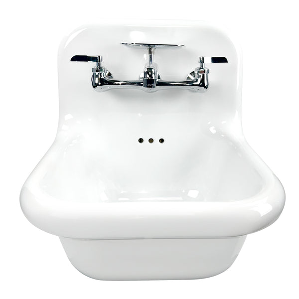 Nantucket Sinks Victorian 16.5" x 16.5" Irregular Wallmount Fireclay Bathroom Sink with Faucet and Accessories, White/Matte Black, NS-VC16-WW-CPFCT