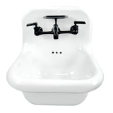 Nantucket Sinks Victorian 16.5" x 16.5" Irregular Wallmount Fireclay Bathroom Sink with Faucet and Accessories, White/Matte Black, NS-VC16-WW-MBFCT