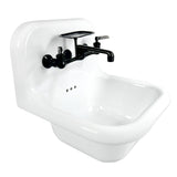 Nantucket Sinks Victorian 16.5" x 16.5" Irregular Wallmount Fireclay Bathroom Sink with Faucet and Accessories, White/Matte Black, NS-VC16-WW-MBFCT
