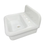 Nantucket Sinks Victorian 19.5" x 17.75" Irregular Wallmount Fireclay Bathroom Sink with Accessories, White/White, NS-VCDM20-WW
