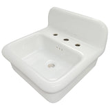 Nantucket Sinks Victorian 19.5" x 17.75" Irregular Wallmount Fireclay Bathroom Sink with Accessories, White/White, NS-VCDM20-WW