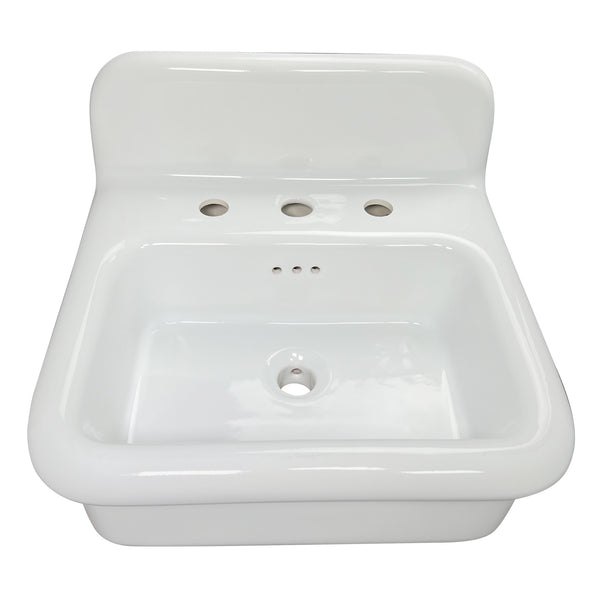 Nantucket Sinks Victorian 19.5" x 17.75" Irregular Wallmount Fireclay Bathroom Sink with Accessories, White/White, NS-VCDM20-WW