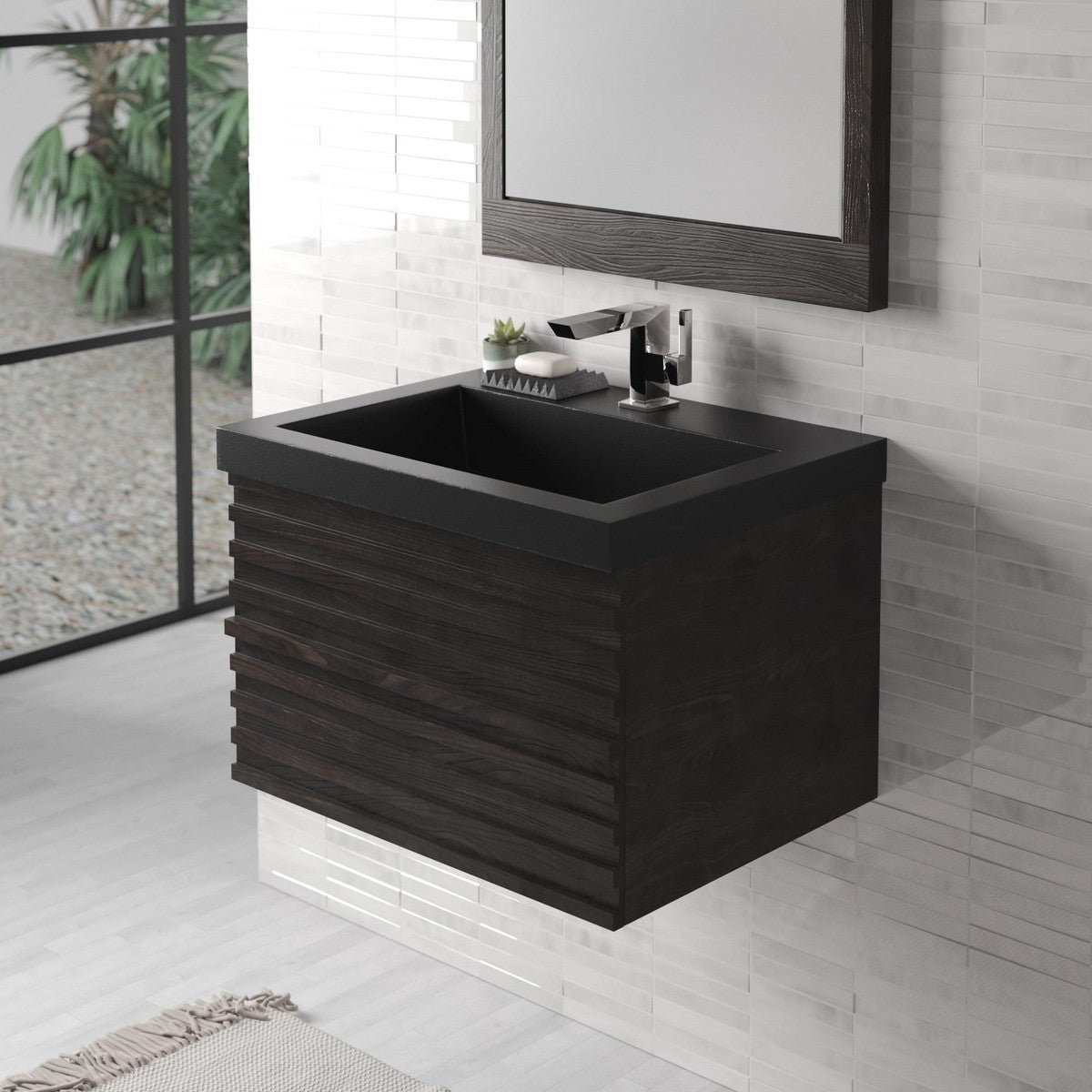 Native Trails Trough 24" Rectangular Drop-In NativeStone Concrete Bathroom Sink, Charcoal, No Faucet Hole, NSL2419-CX
