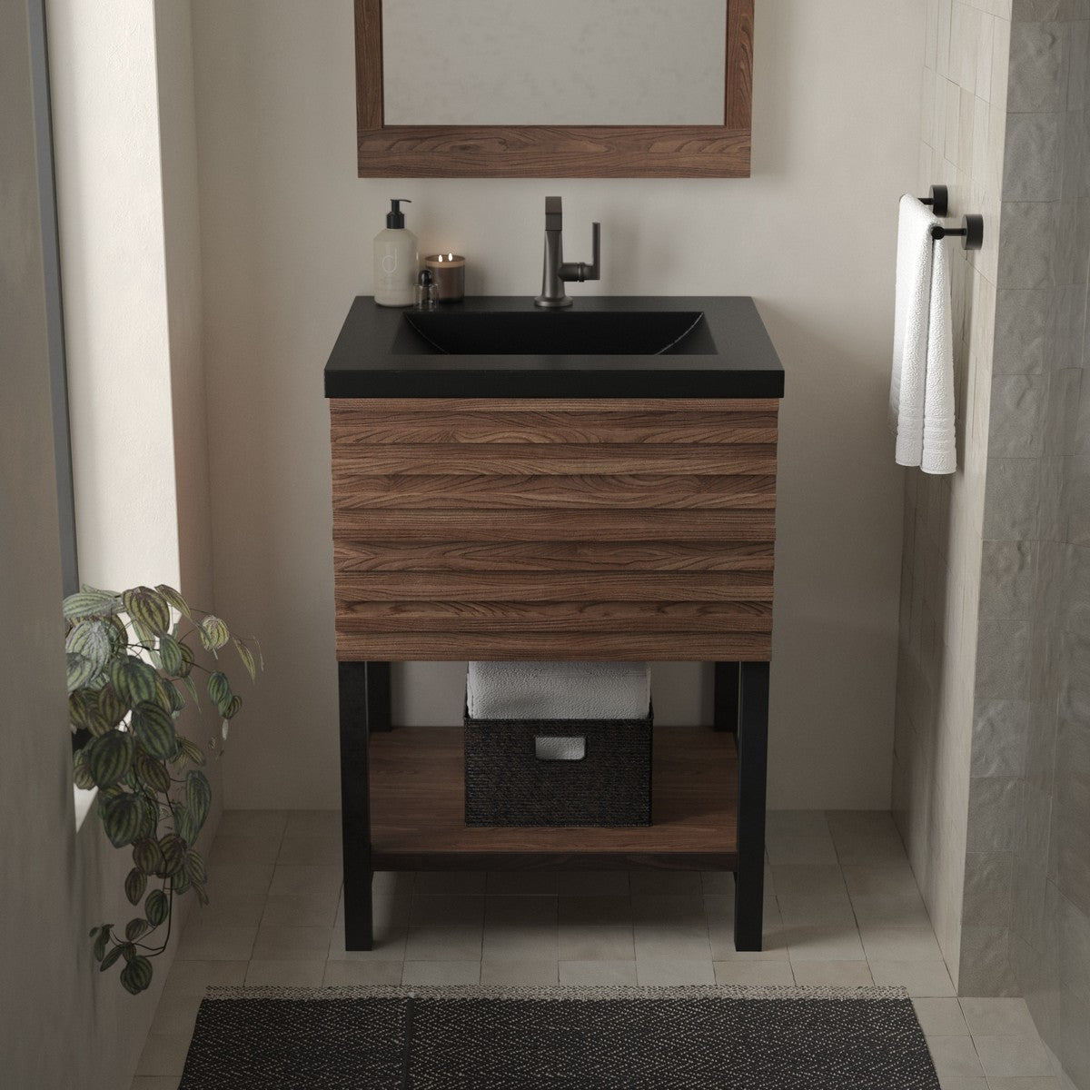 Native Trails 24" Palomar ADA NativeStone Vanity Top and Sink in Charcoal, Single Faucet Hole, NSVNT24-C1