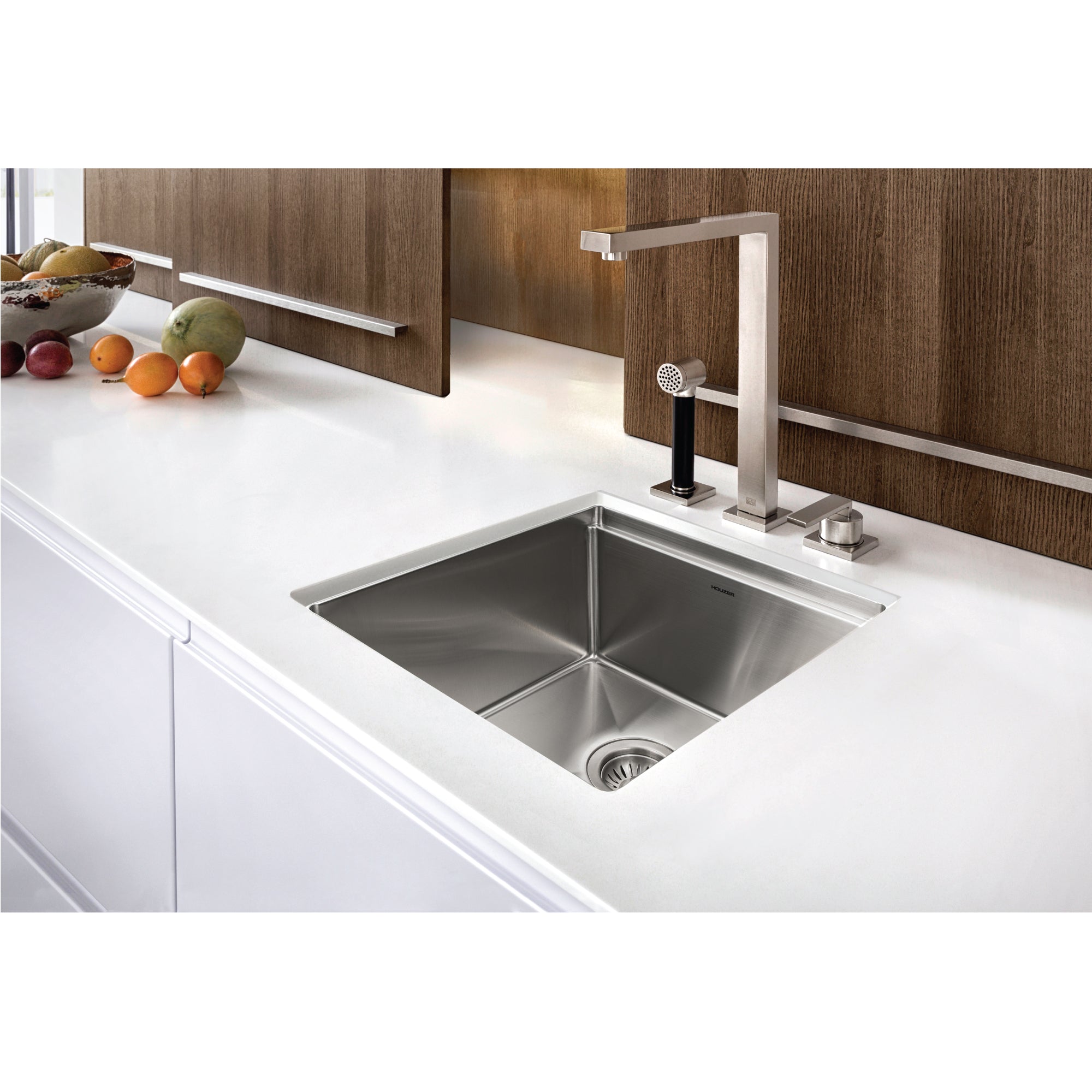 Houzer 17 inch Novus Stainless Steel Undermount Single Bowl Workstation Kitchen Sink with Sliding Platform & Accessories - 16 Gauge, NVS-16-1717