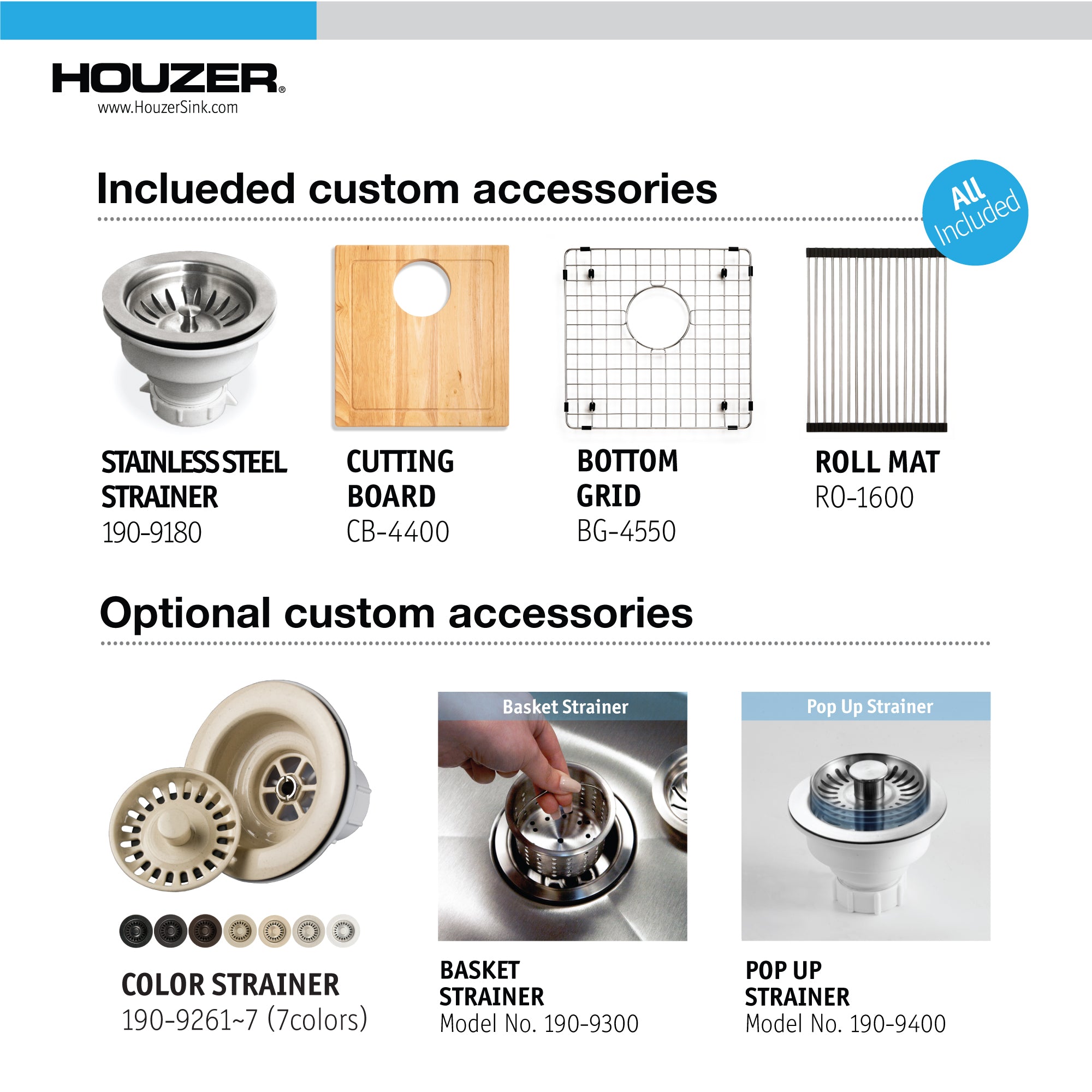 Houzer 17 inch Novus Stainless Steel Undermount Single Bowl Workstation Kitchen Sink with Sliding Platform & Accessories - 16 Gauge, NVS-16-1717