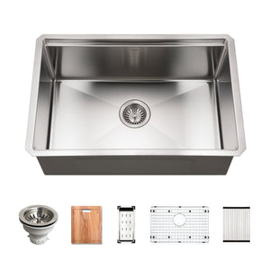 Alternate Image for Houzer 26 inch Novus Stainless Steel Undermount Single Bowl Workstation Kitchen Sink with Accessories - 16 Gauge, NVS-16-2700