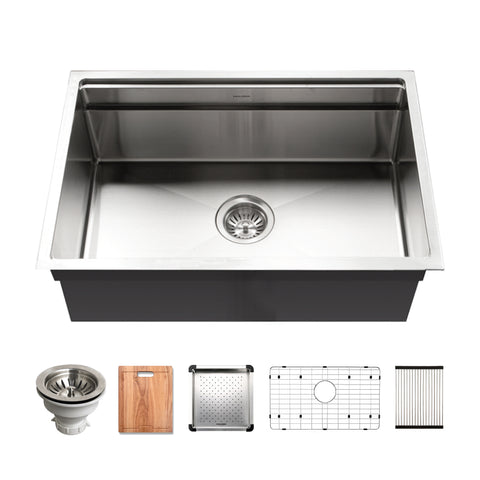 Houzer Novus 26" Stainless Steel Workstation Kitchen Sink, 18 Gauge, NVS-2600