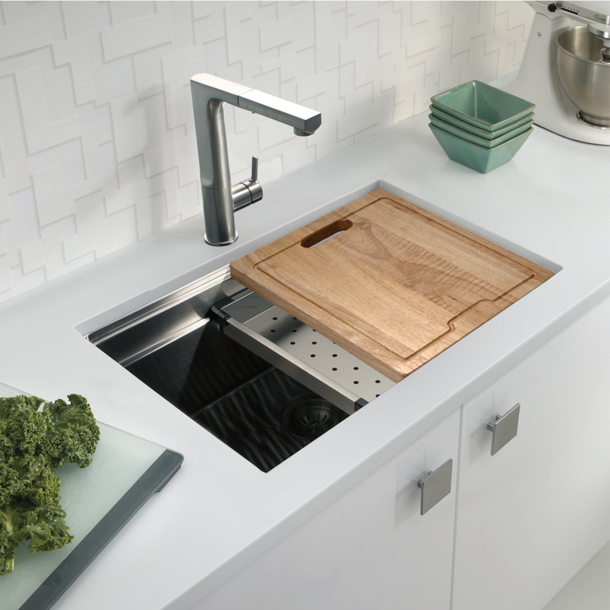 Houzer Novus 26" Stainless Steel Workstation Kitchen Sink, 18 Gauge, NVS-2600
